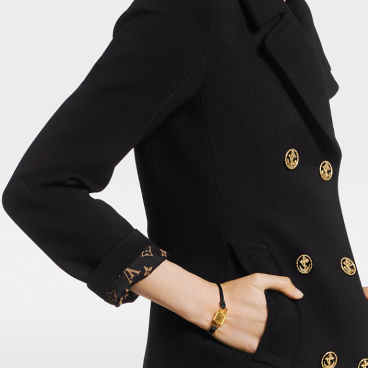 LOUIS VUITTON Padlock Bracelet Black Leather & Metal Unisex Key Lock Design M8138F 圖 4