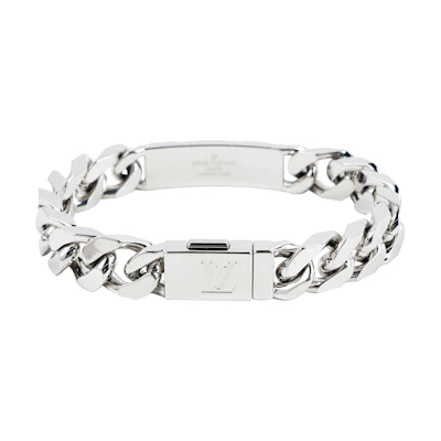 Louis Vuitton Palladium-Plated Cuban Chain Necklace Unisex Silver M00270