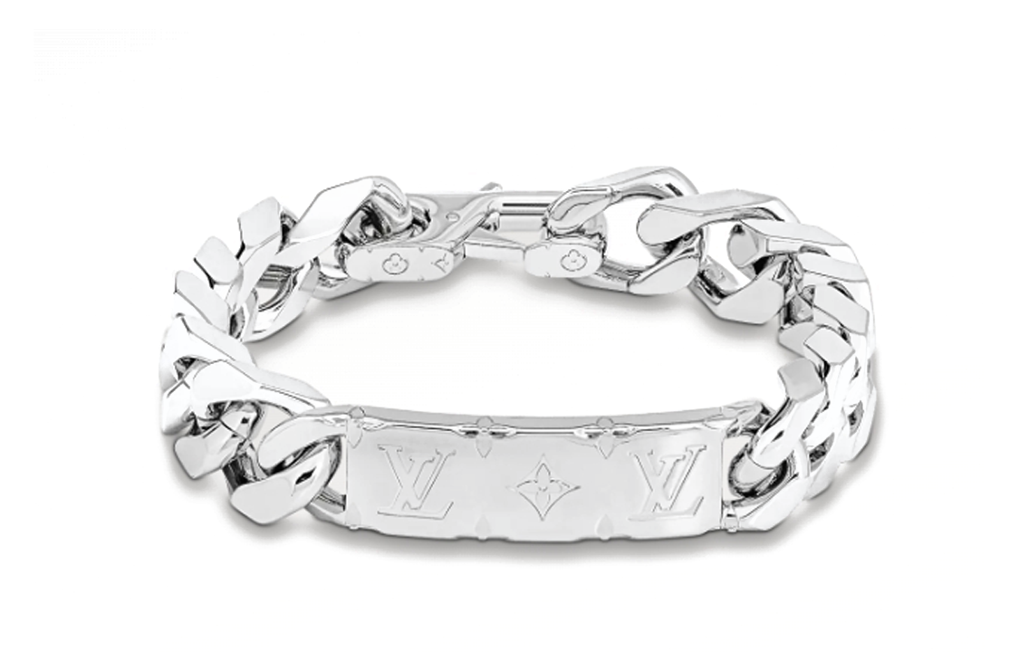 Shop Louis Vuitton Rantai Cuban Saduran Paladium Uniseks Perak M00270