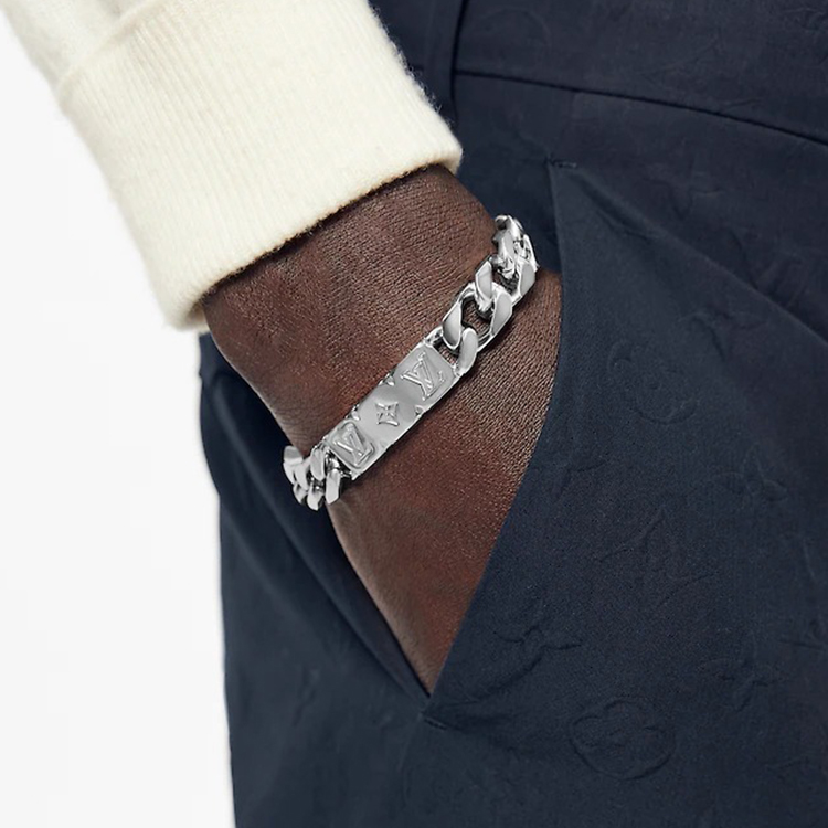 Details for Louis Vuitton Rantai Cuban Saduran Paladium Uniseks Perak M00270