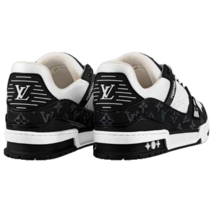 Shop LOUIS VUITTON 皮革 系帶 低筒 時尚板鞋 白黑 巴黎限定