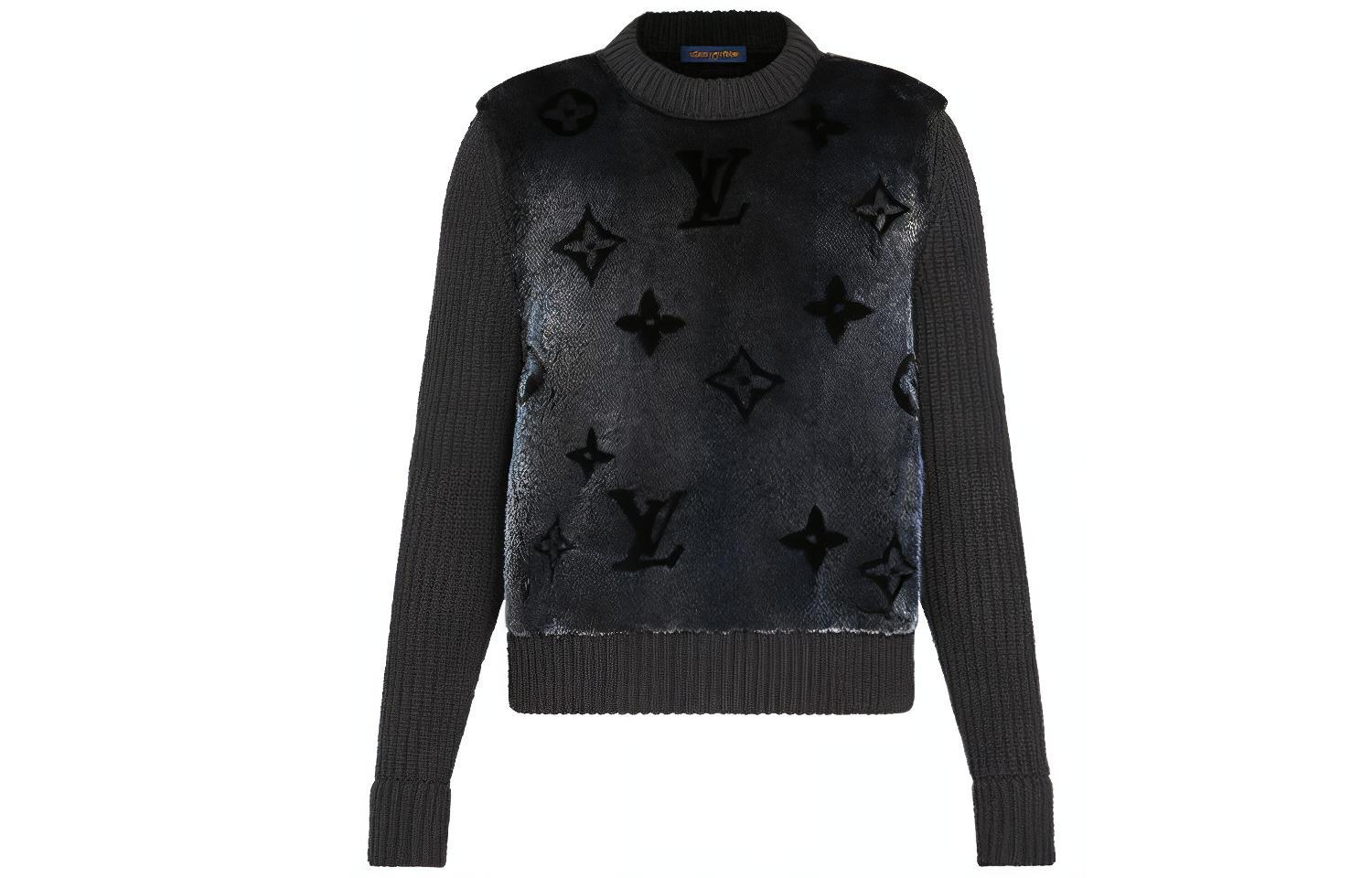LOUIS VUITTON Patchwork Long Sleeve Knit Sweater Black 1A8A37