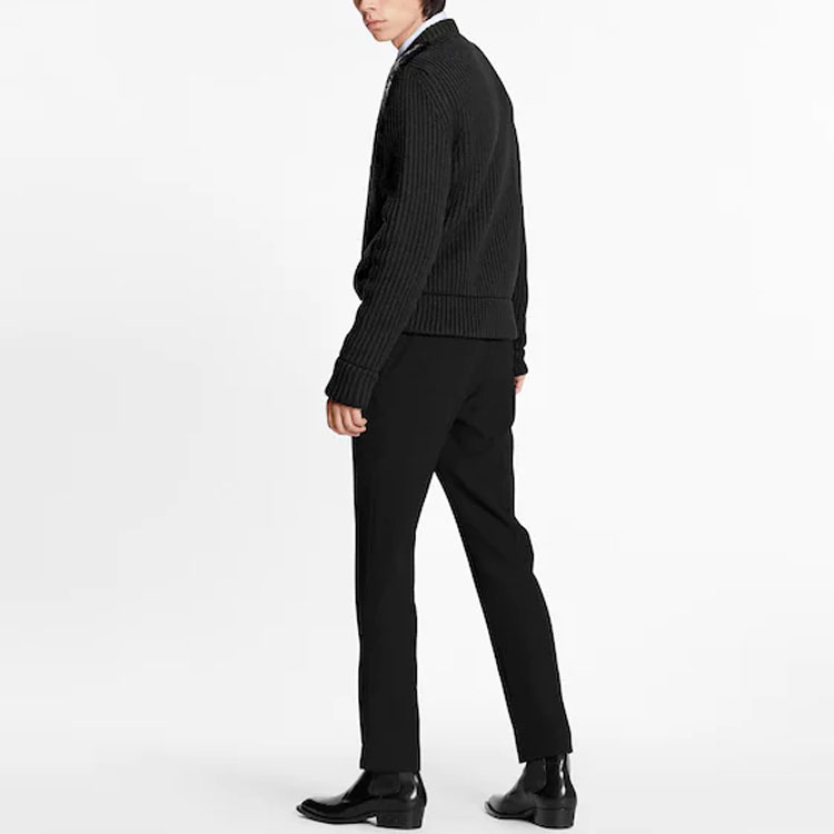 Shop 루이비통 패치워크 긴팔 니트 스웨터 블랙 1A8A37