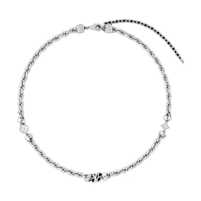 LOUIS VUITTON Patina Design Palladium Brass Necklace Silver Accessory. m02742