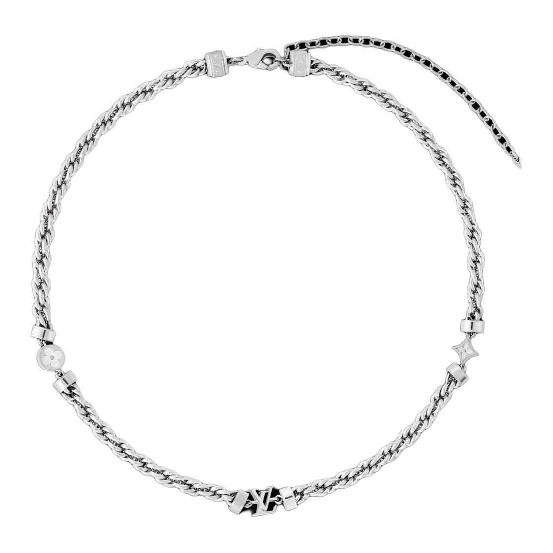 Order ルイヴィトン パティナデザイン パラジウム真鍮 ネックレス シルバー アクセサリー m02742