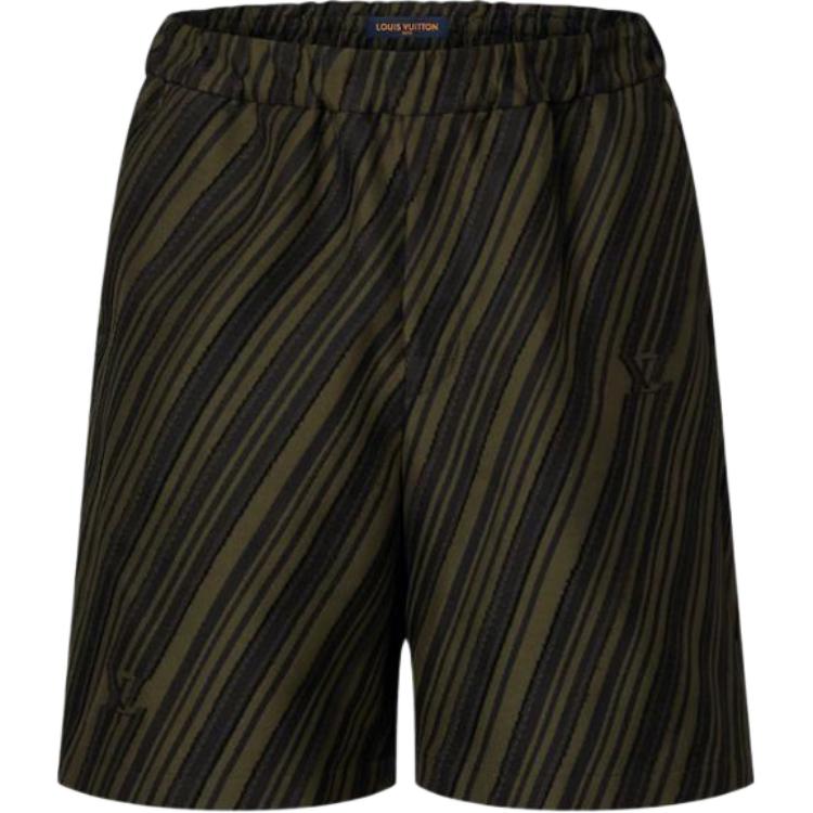 Louis Vuitton Patterned Striped Elastic Shorts Brown Men’s Casual Shorts 1AFAQT