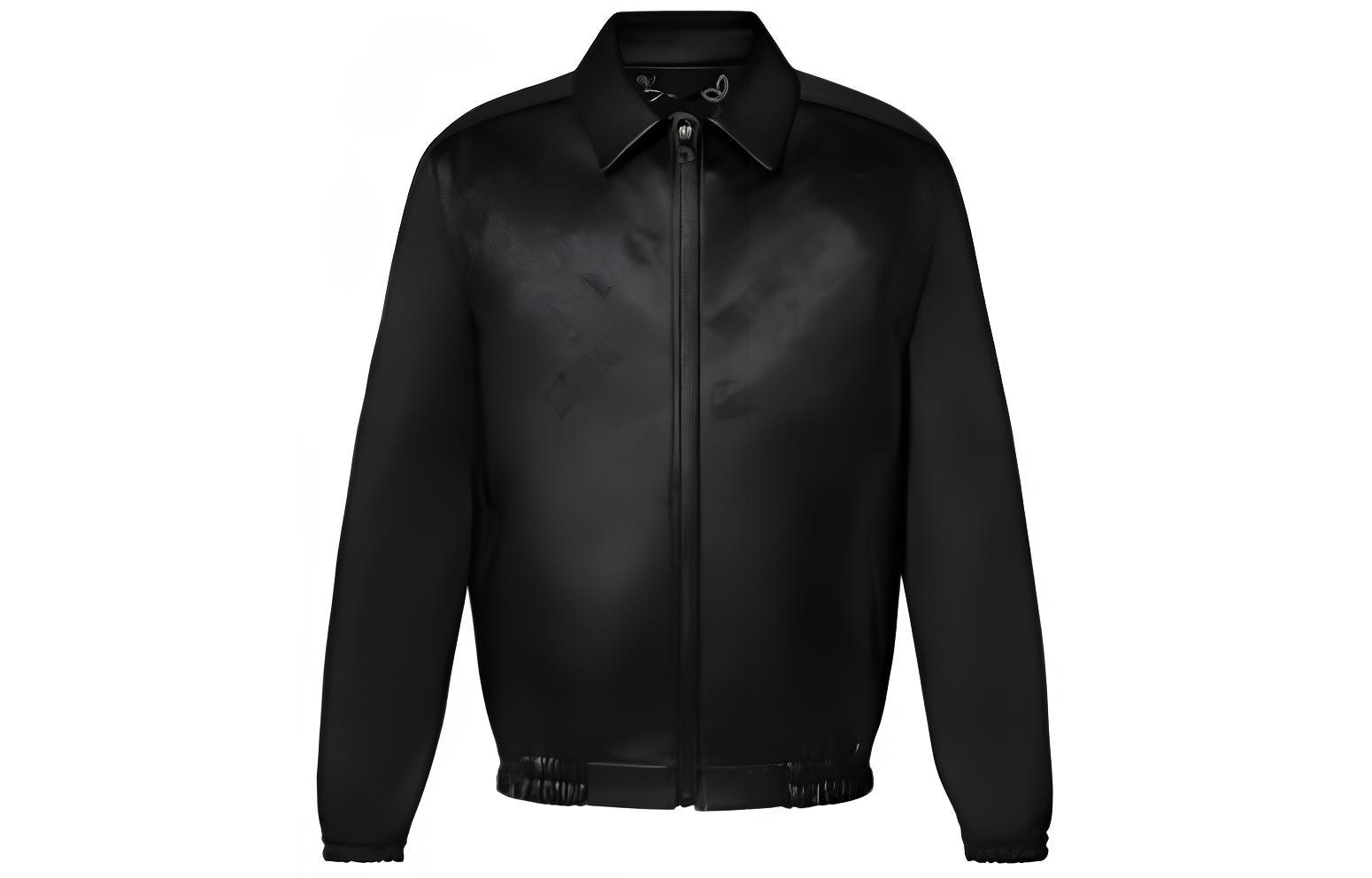 Louis Vuitton Perforated Leather Jacket Black Long Sleeve Zipper 1ABJ44