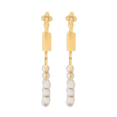 LOUIS VUITTON Personalized Metal Earrings White Unisex Couples Design. M03008