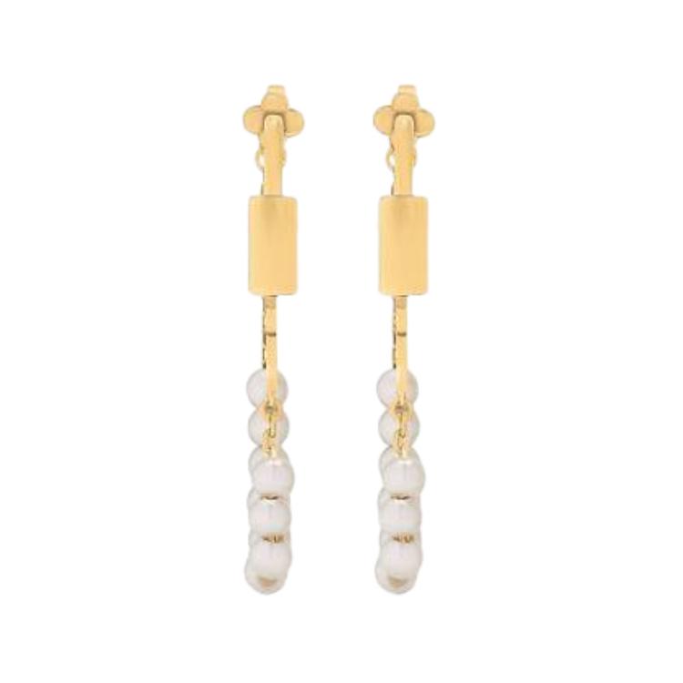 LOUIS VUITTON Personalized Metal Earrings White Unisex Couples Design. M03008 圖 2