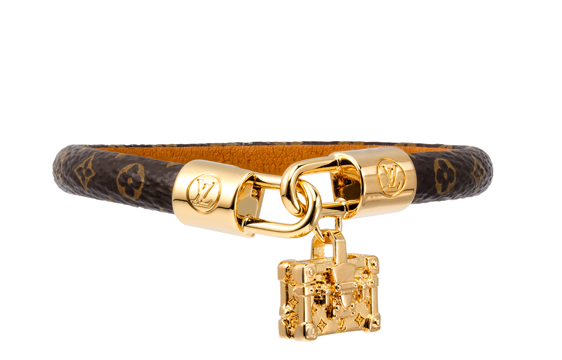 Louis Vuitton Petite Malle Brown Canvas Adjustable Bracelet Unisex Couples' Edition. M8011F