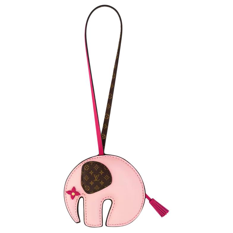 LOUIS VUITTON Pink Calfskin Keychain Unisex Couple Accessory. M02383