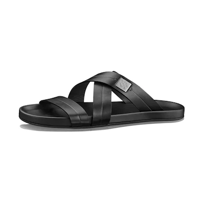 LV Pioneer 'Black Plain Calfskin Slipper'