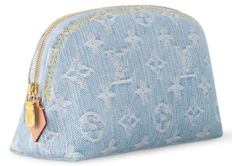 Order 路易威登 Pochette Cosmetique PM 天蓝色牛仔帆布手包