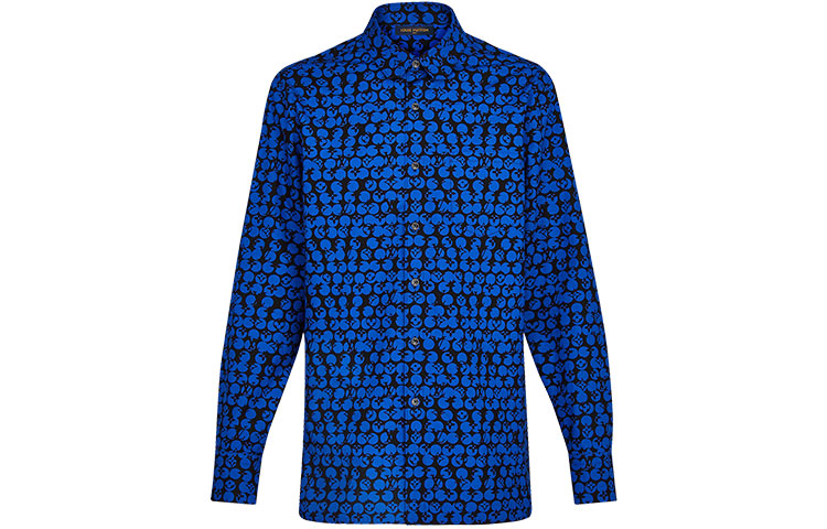 LOUIS VUITTON Polka Dot Logo Printed Long Sleeve Shirt Blue 1A5DA8