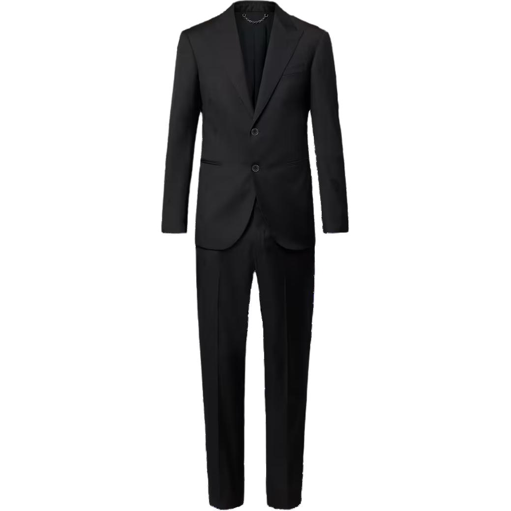 LOUIS VUITTON Pont SS25 Blason Black Single-Breasted Suit Set for Men 1AGMPW