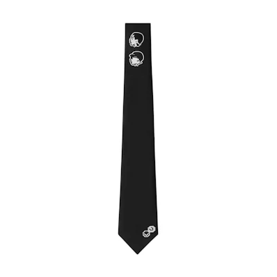 LOUIS VUITTON Portrait Pattern Silk Tie Men’s Black M96941