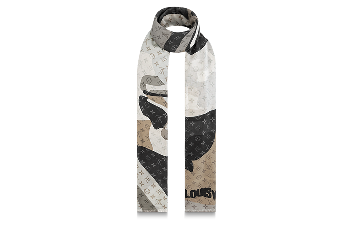 LOUIS VUITTON Portrait Print Wool Scarf Unisex Couple Style Multicolor M79123 圖 3