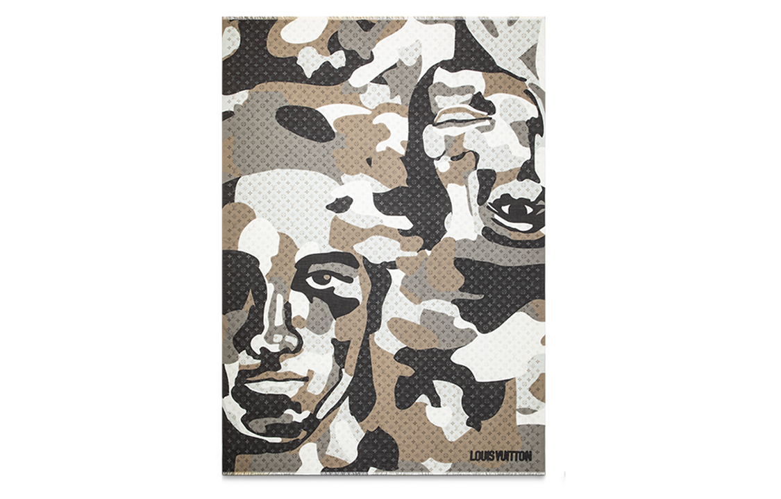 LOUIS VUITTON Portrait Print Wool Scarf Unisex Couple Style Multicolor M79123 圖 4