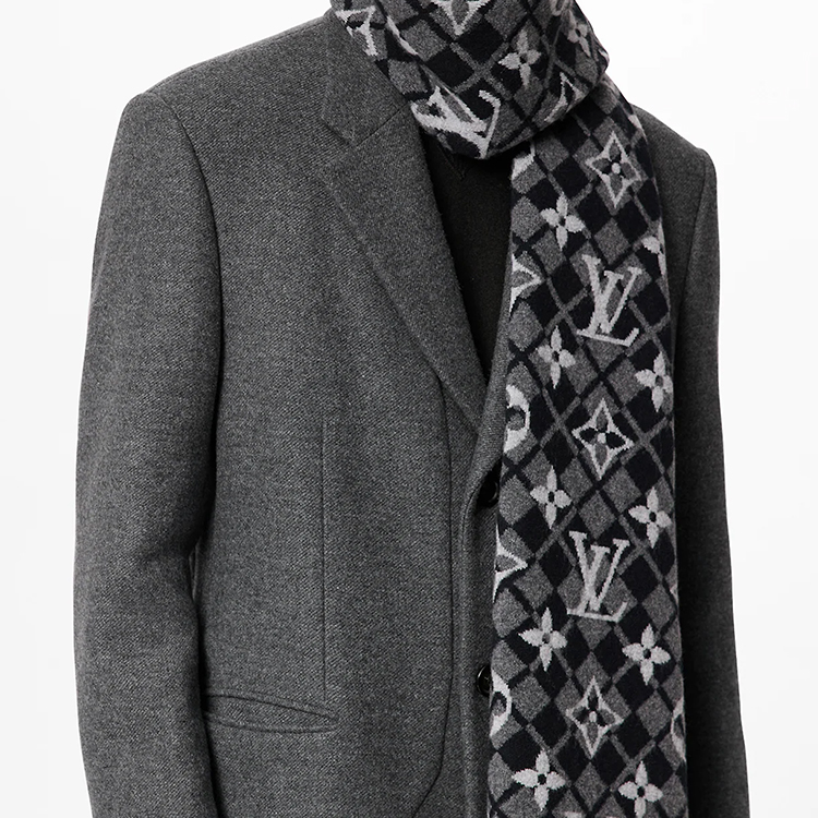 LOUIS VUITTON Printed Cashmere Wool Scarf for Men. M77135 圖 5