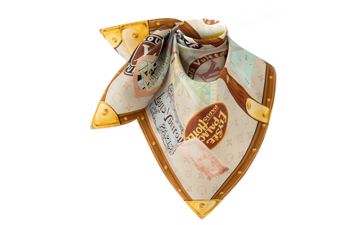 LOUIS VUITTON Printed Silk Scarf Brown Unisex Couples Design M79759 圖 3