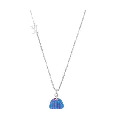 LOUIS VUITTON Pumpkin Pendant Adjustable Metal Necklace Blue/Purple M01097