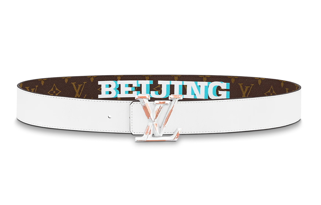 LOUIS VUITTON Pyramide Reversible Leather Canvas Belt 4cm Unisex Beijing Edition M0489U 圖 4