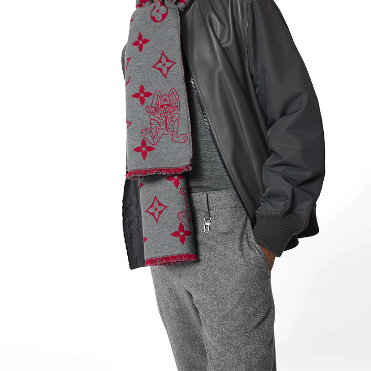 LOUIS VUITTON Rabbit Logo Wool Knit  Scarf Fashion Casual. M77962 圖 5