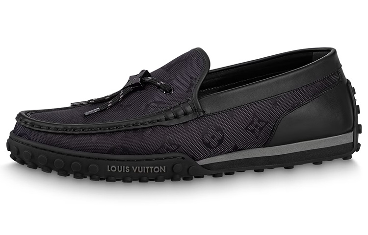 Louis Vuitton Racer Moccasins Shoes 'Black Mesh Monogram' 1ABMJG