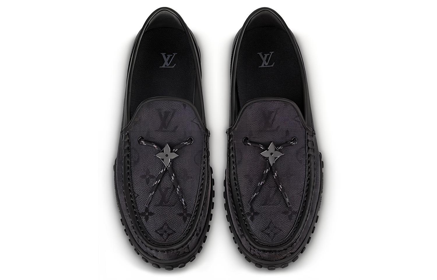 Lookbook Louis Vuitton Racer Moccasins Shoes 'Black Mesh Monogram' 1ABMJG
