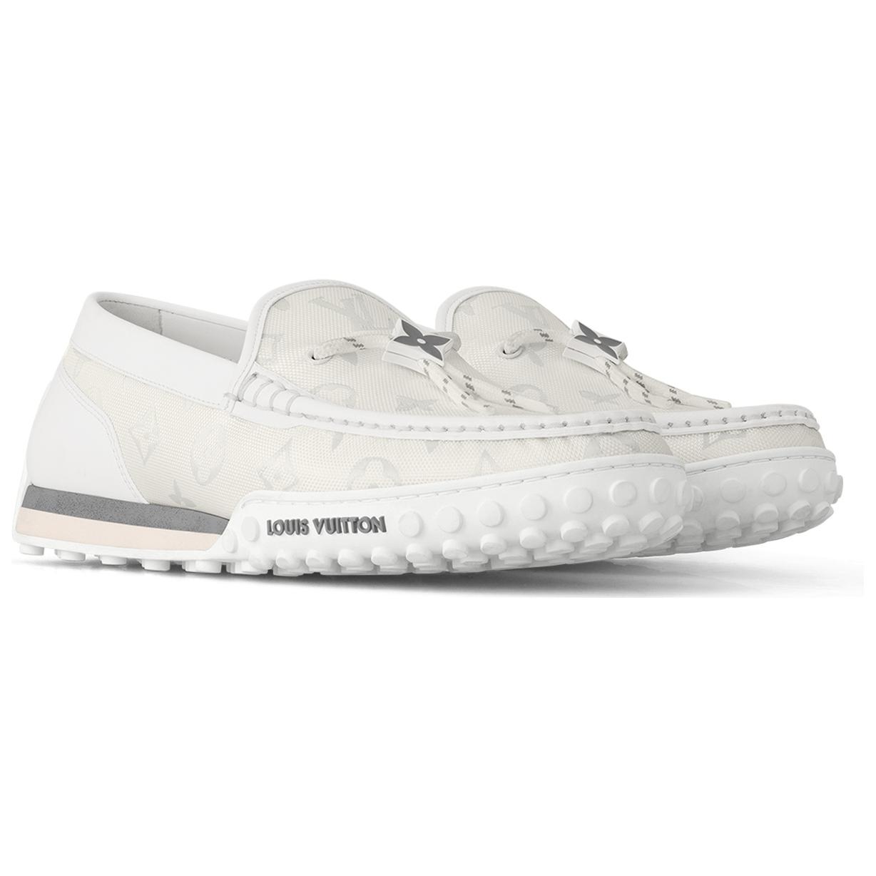 Lookbook Louis Vuitton Racer Moccasins Shoes 'White Mesh Monogram' 1ABMLG
