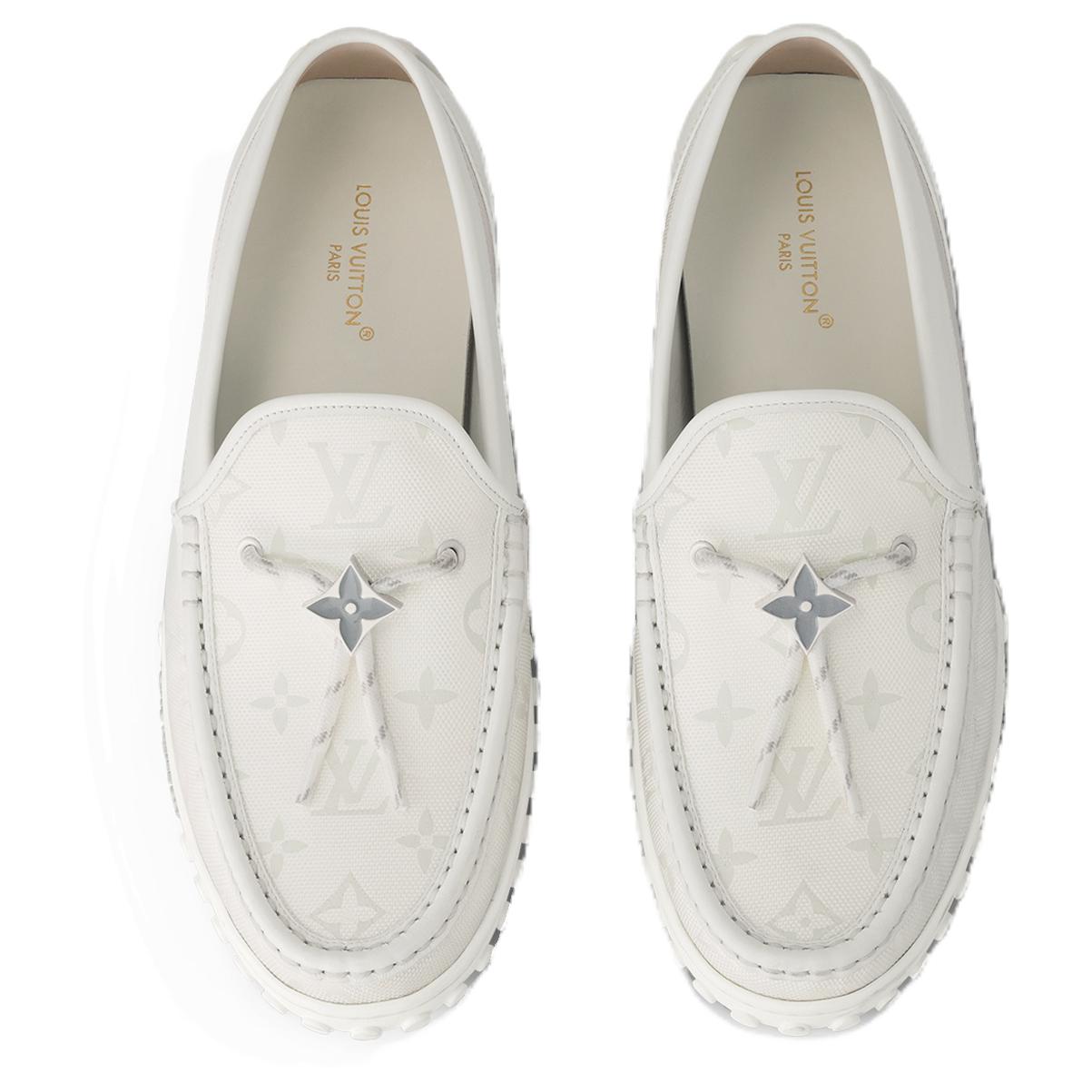 Shop Louis Vuitton Racer Moccasins Shoes 'White Mesh Monogram' 1ABMLG