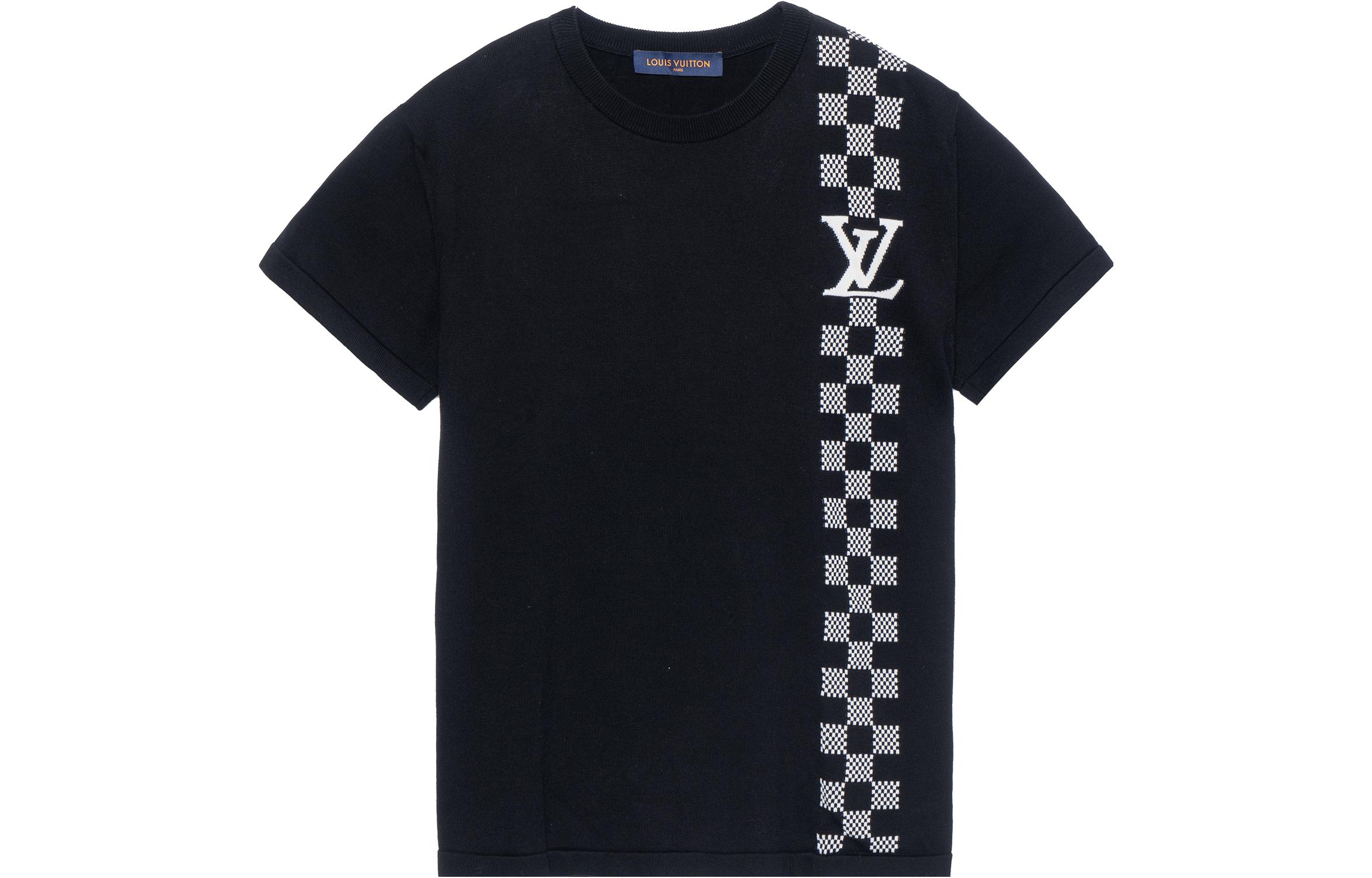 Order LOUIS VUITTON Baju T Hitam Lengan Pendek Corak Kotak Lumba 1A8P9V