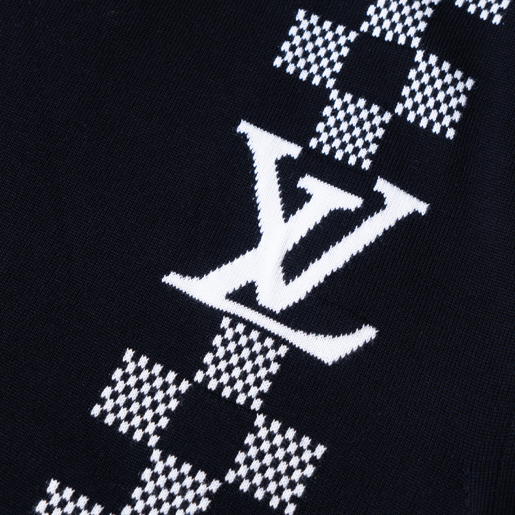 Sizing LOUIS VUITTON Baju T Hitam Lengan Pendek Corak Kotak Lumba 1A8P9V