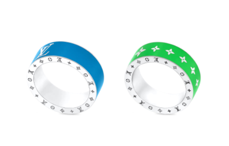 Lookbook 루이비통 레인보우 참 메탈 반지 남성용. M00278+M00279