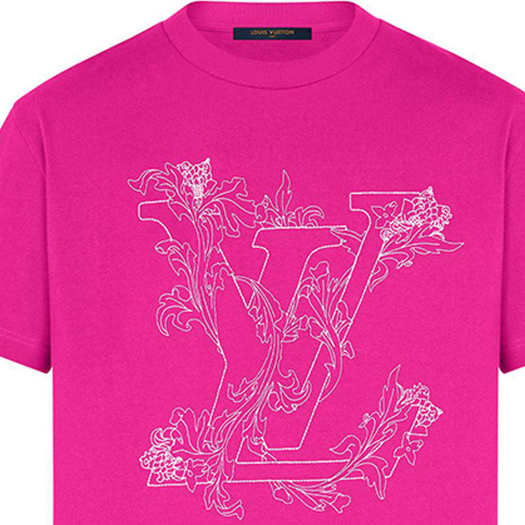 Louis Vuitton Red Crewneck Logo Floral Embroidery T-shirt 1A8A97 圖 5
