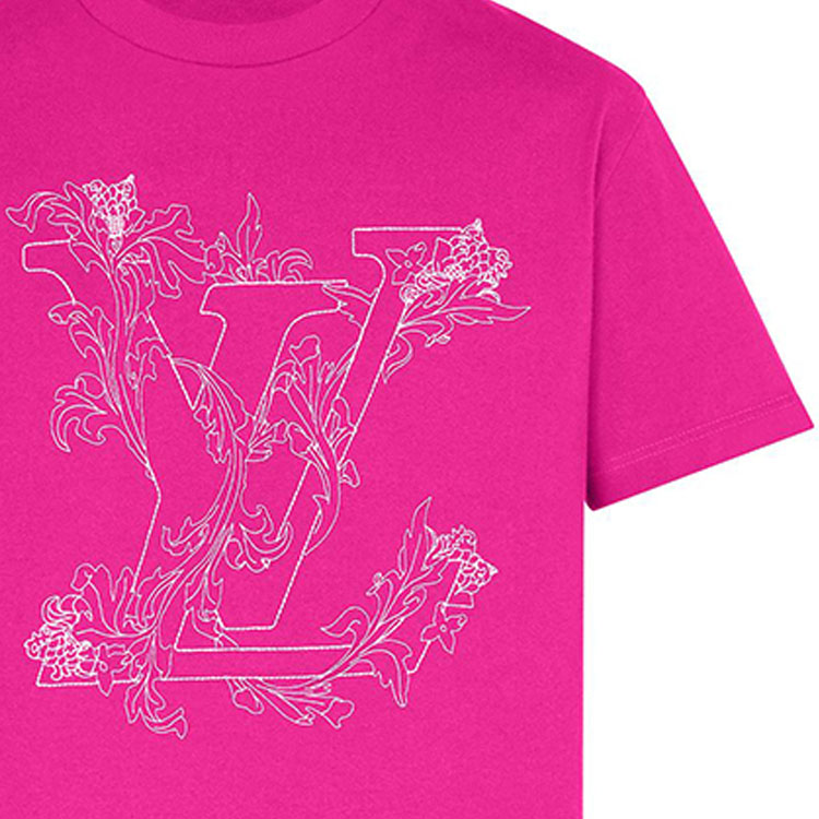 Louis Vuitton Red Crewneck Logo Floral Embroidery T-shirt 1A8A97 圖 6
