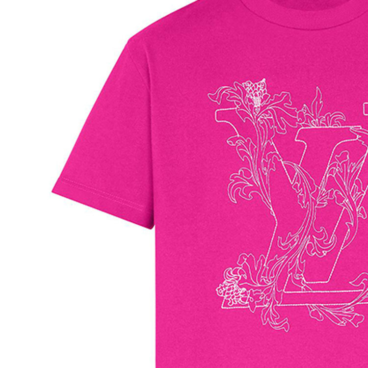 Louis Vuitton Red Crewneck Logo Floral Embroidery T-shirt 1A8A97 圖 7