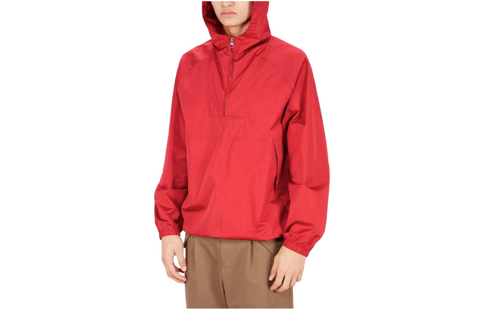 Louis Vuitton Red Logo Print Hooded Casual Jacket 1A472X