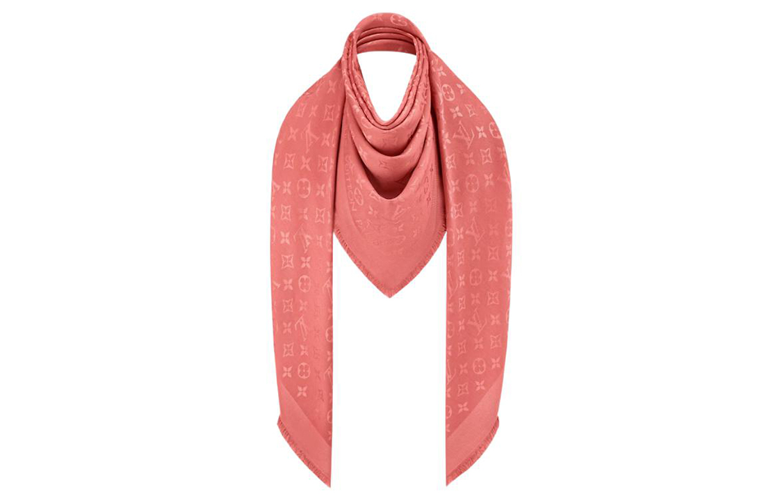 LOUIS VUITTON Red Logo Print Tassel Scarf Shawl Unisex情侣款. M78902