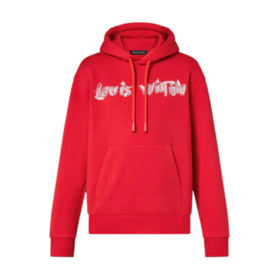 Louis Vuitton Red Monogram Print Hoodie Menswear 1AF373