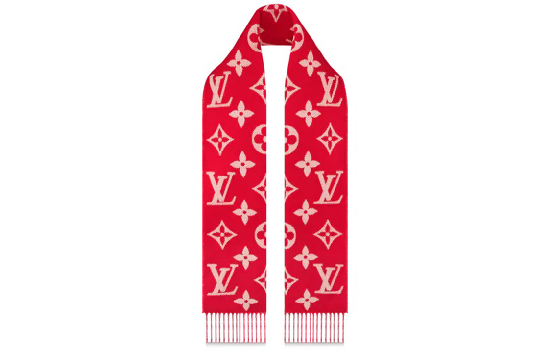 Louis Vuitton Red Reversible Fringe Knit Scarf Unisex Couple Style. M76965 圖 3