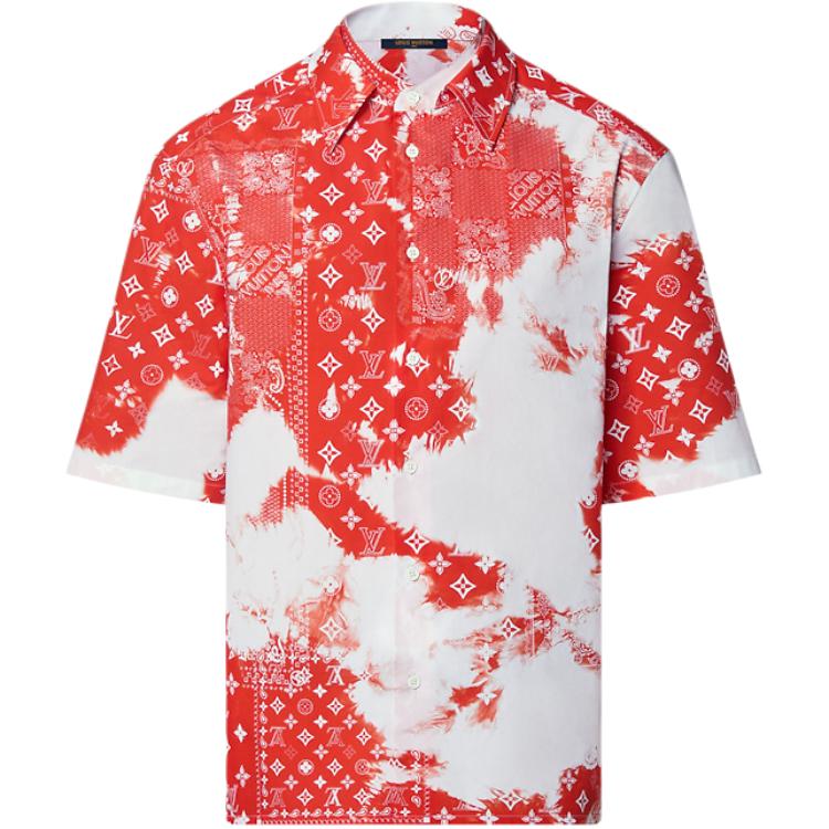 LOUIS VUITTON Red Tie-Dye Logo Print Short-Sleeve Shirt for Men. 1AA7WP
