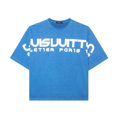 Louis Vuitton Reflective Logo Blue T-Shirt for Men 1A40QP
