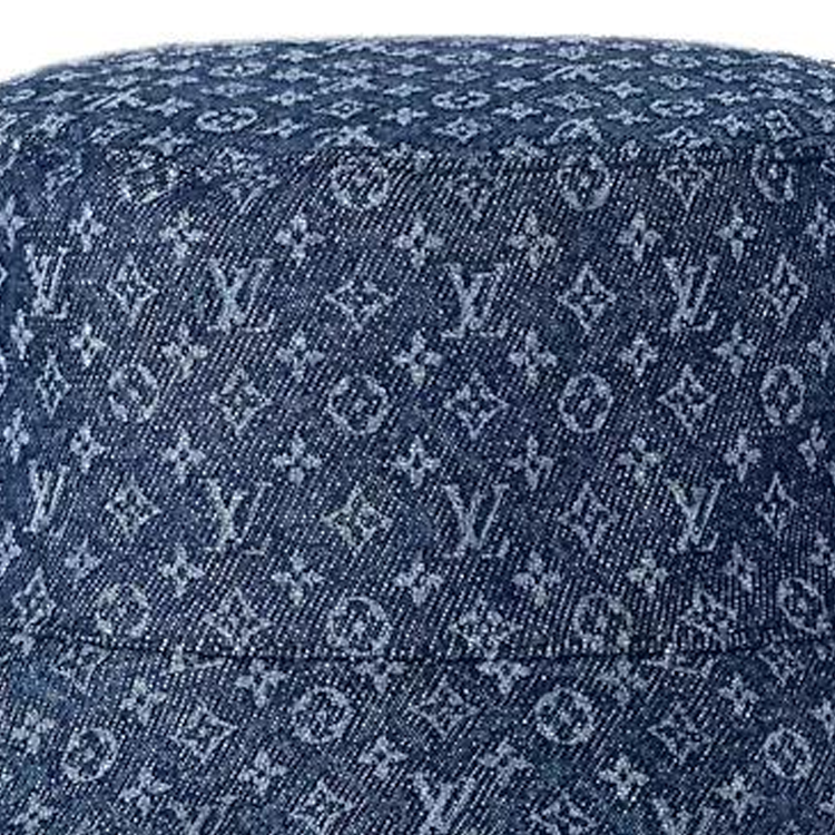 Shop LOUIS VUITTON Topi Bucket Reversible Katun Denim Biru Pria. M7705L