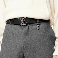 Shop 루이 비통 리버서블 가죽 벨트 블랙/브라운 4cm M9346