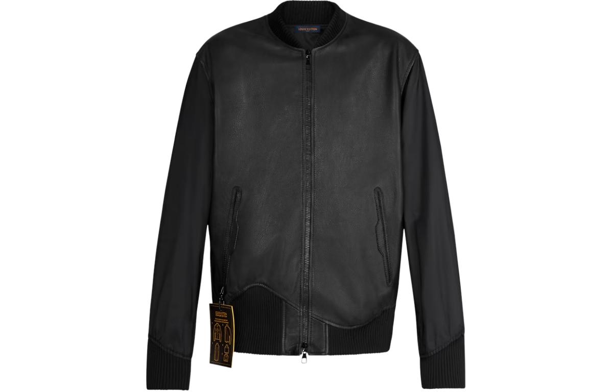 Louis Vuitton Reversible Leather Nylon Jacket Black Zip-Up Outerwear 1A5VFV