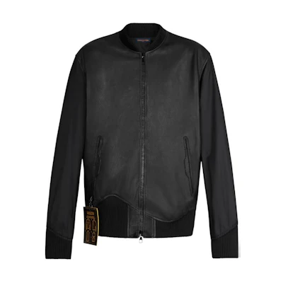 Louis Vuitton Reversible Leather Nylon Jacket Black Zip-Up Outerwear 1A5VFV