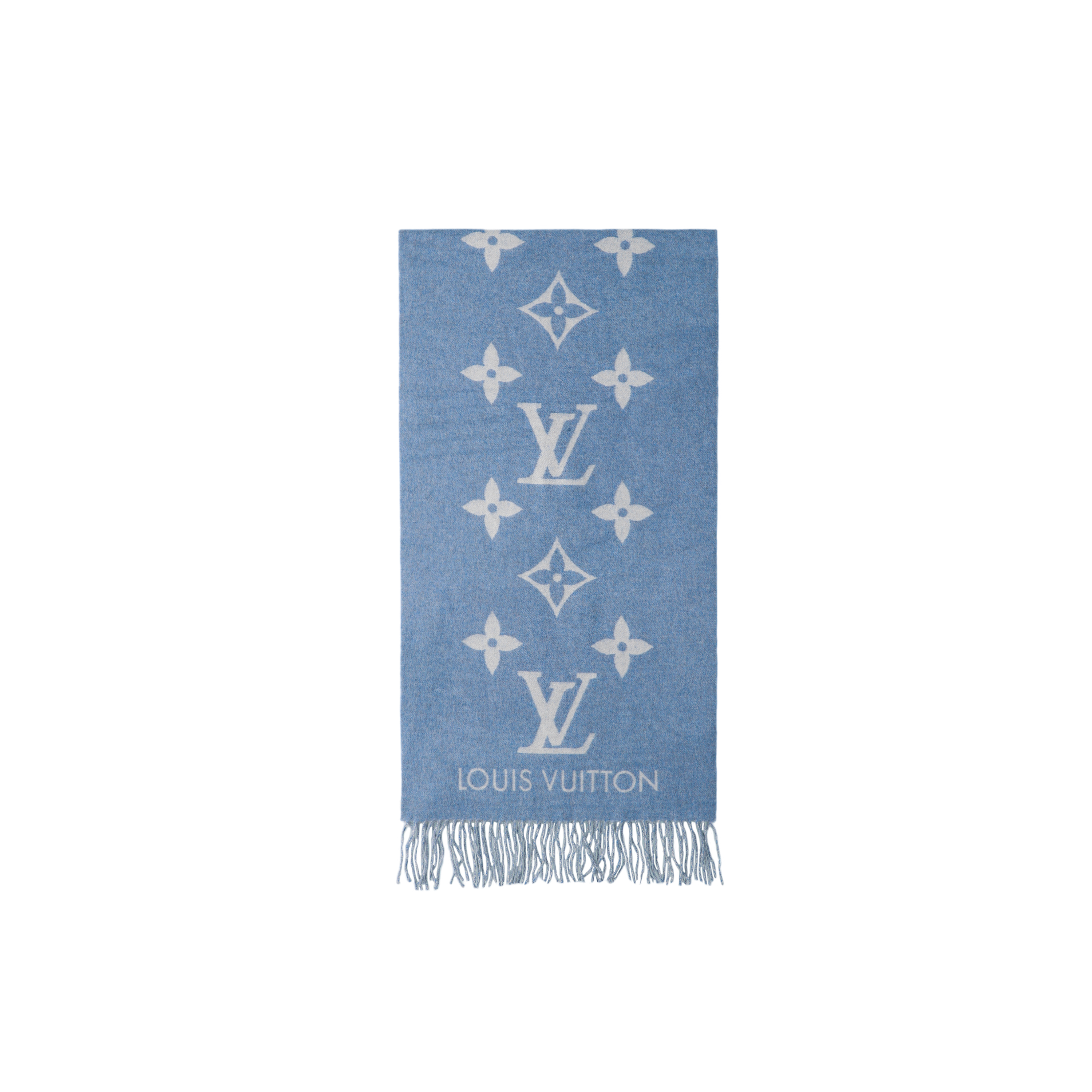 Louis Vuitton Reykjavik Wool Fringe Reversible Scarf Blue Unisex M75704