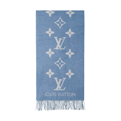 Louis Vuitton Reykjavik Wool Fringe Reversible Scarf Blue Unisex M75704