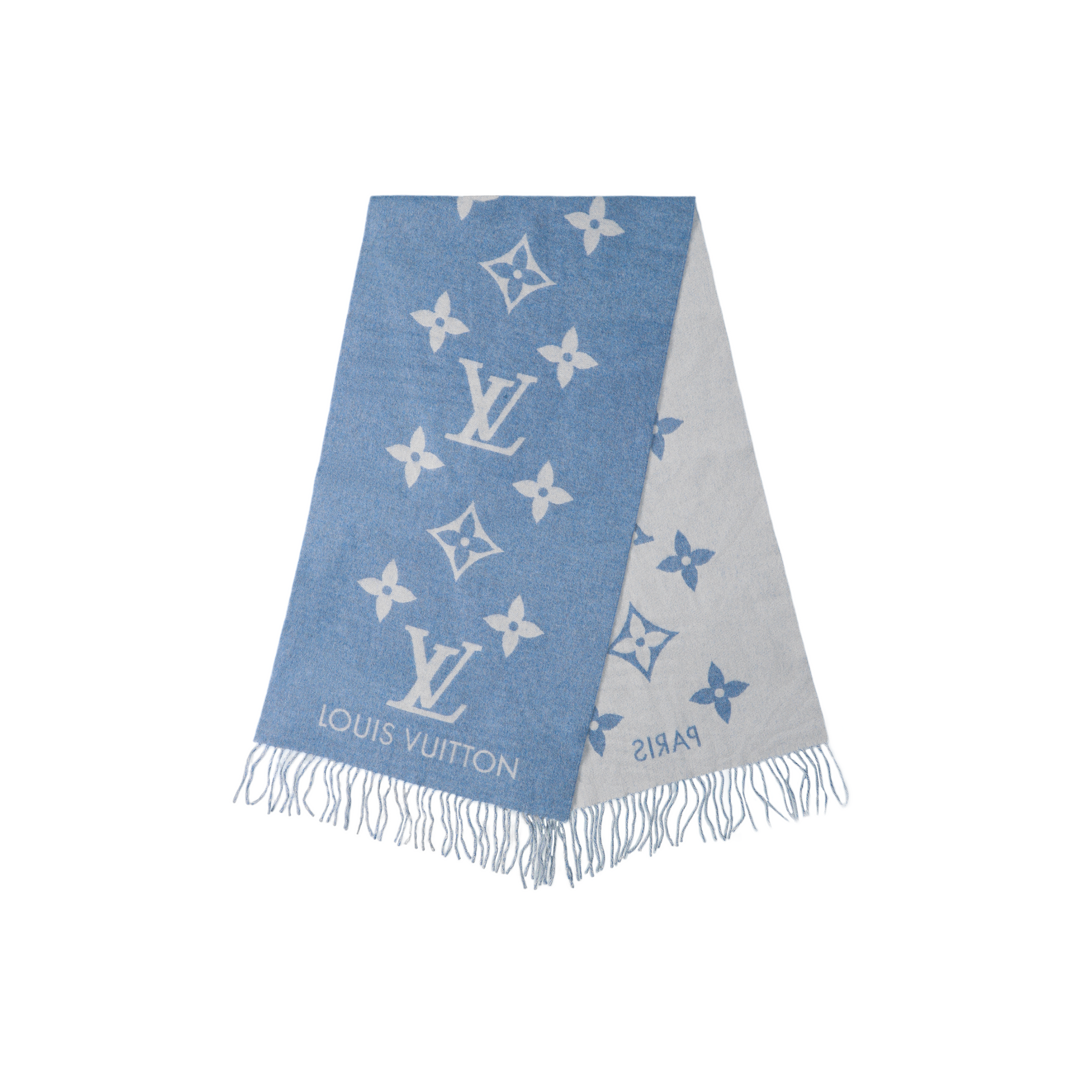 Louis Vuitton Reykjavik Wool Fringe Reversible Scarf Blue Unisex M75704 圖 3